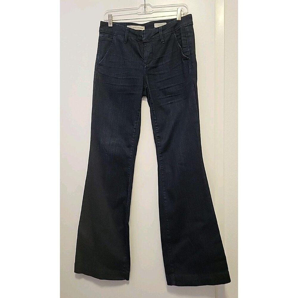 Pilcro And The Letterpress Women's 28 Wide Leg Mid Rise Dark Wash Denim Jeans